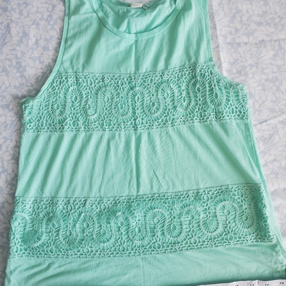 Bundle Only: J. CREW MINT GREEN LACE PANEL 100% COTTON TANK‎ TOP SIZE XS P - Picture 11 of 12